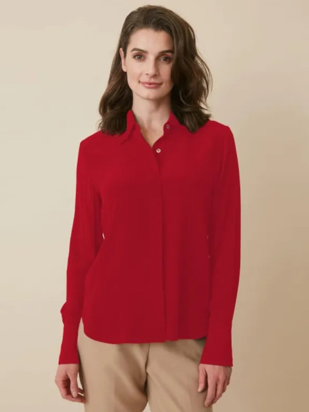 Numi The Simone Button-Up Blouse Silk Blend in Red Size L